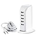 USB Charging Station/Hub, SUPVIN Universal 6A 30W 5 Port USB Wall Charger Power Adapter, Desktop Wall Charging Multi Ports Rapid Adapter for Cellphones, iPad, Camera,etc.