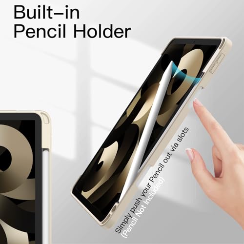 JETech Case Only for iPad Air 11 inch M4/M3/M2 (2026/2025/2024), iPad Air 5/4 (10.9 inch, 2022/2020) with Pencil Holder, Clear Back Case Slim Stand Cover (Star White)