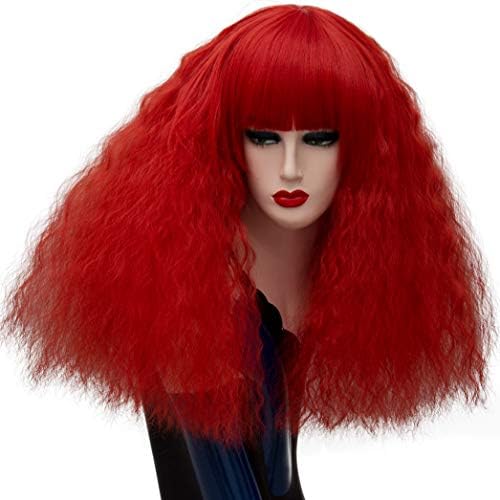 Wigs Short Fluffy Curly Wig with Bangs Synthetic Hair Wigs for Women
