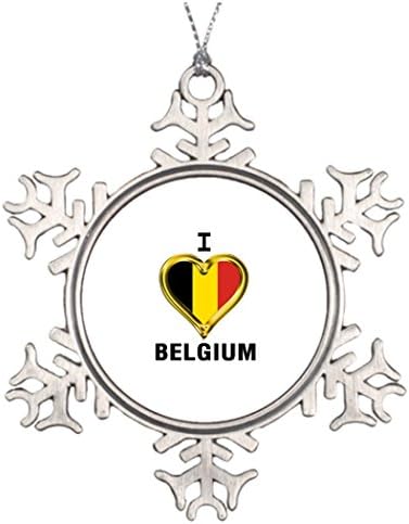 Xmas Trees Decorated I HEART BELGIUM Outside Snowflake Ornaments