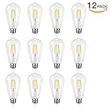 Antique LED Bulb, SHINE HAI 4W (40W Equivalent) ST64 Vintage Edison Light Bulb LED Lighting, 470 Lumen Warm White 2700K, Non Dimmable, E26 Base, Pack of 12