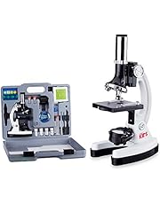 AmScope M30-ABS-KT2-W Beginner Microscope Kit, LED and Mirror Illumination, 300X, 600x, and 1200x Magnification, Includes 52-Piece Accessory Set and Case, White