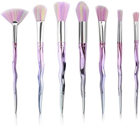 Laixi Beauty Makeup Brushes Unicorn 7 Pieces Colorful Special Rainbow Premium Cosmetics Foundation Blending Blush Eye Shadow Brush Unicorn Color Make up Cosmetics Brushes