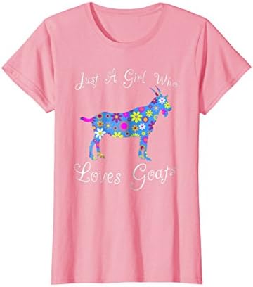 Womens Cute Goat Shirts For Girls - Just A Girl Who Loves Goats Tee Small Pink