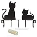 MyGift Black Metal Wall-Mounted Cat Design 5-Key Hook Rack