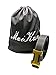 Maikun H Letter Gold Buckle Black Leather Belt 115cm for Waist Size 34-36