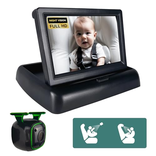 Baby Autokamera, 4,3&Quot; 1080P Baby Automonitor Mit Nachtsicht Baby Autospiegelkamera, Autospiegel Baby Rückansicht Für Den Nach Hinten Gerichteten Rücksitz, Einfache Installation