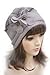 Flower Trimmed Womens Wool Beanie Cap Dress Crochet Hat A125
