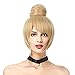 Adult Women Fairy Tinker Bell Cosplay Party Bun Wig Short Blonde