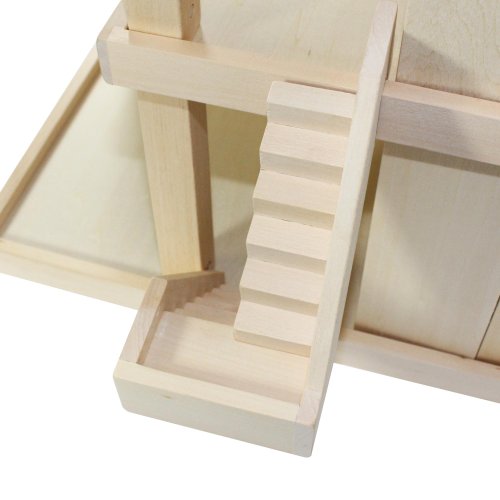 Freda Villa Puppenhaus aus Holz mit 3 Etagen Tragegriff 46 x 35 x 58 cm (B x T x H) – Bild 4