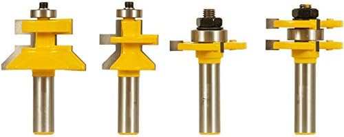 FORTOMORROW 4 pcs /set Tongue &amp; Groove and V-notch Router Bit Set - 1/2" Shank router bits for wood milling cutter/wood router