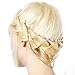 LittleB Pearl Rhinestone Hair Chain Flower Hair Comb for Women and Girls. Gold