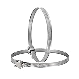Hon&Guan 5" Stainless Steel Hose Clips Duct Clamps Adjustable Worm Drive Hose Clamp for Inline Duct Fan Pack of 2 (125mm)