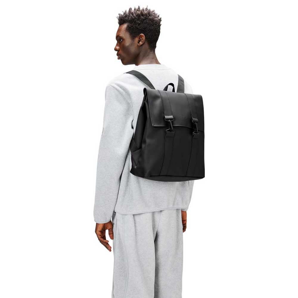 RAINS Messenger Bag, Backpack, Waterproof Classic Contemporary for travel and everyday use - Black