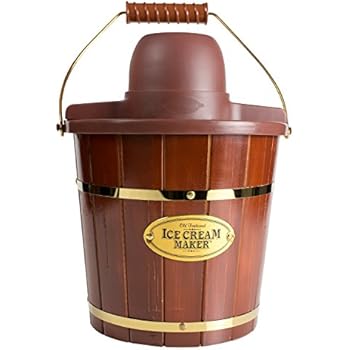 Nostalgia ICMW400 Electric Bucket Ice Cream Maker With Easy-Carry Handle, Makes 4-Quarts in Minutes, Frozen Yogurt, Gelato, Made From Real Wood