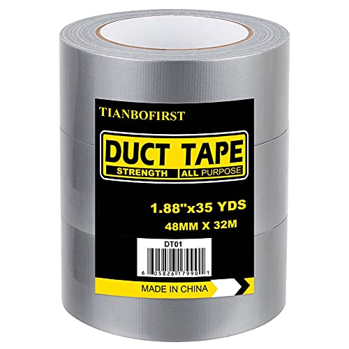 TIANBO FIRST Duct Tape Heavy Duty Waterproof, 2” Wide Silver Grey Duct