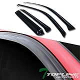 Topline Autopart Smoke Window Visors Deflector Vent Shade Guard 4 Pieces For 02-09 Chevy Trailblazer ; GMC Envoy