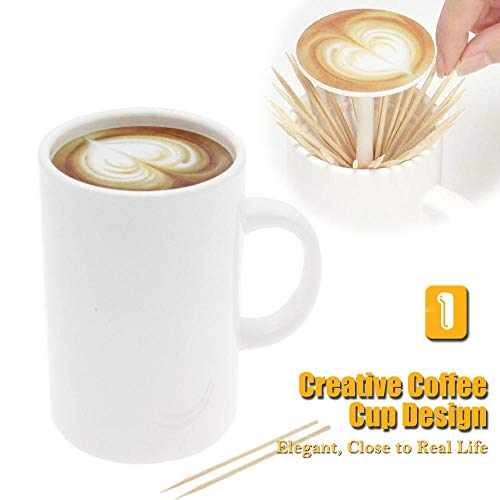 H&W Creative Design Coffee Cup Toothpick Dispensers Holder, Funny Push Style Plastic Toothpick Case Organizer Storage for Home Restaurant Party Decoration