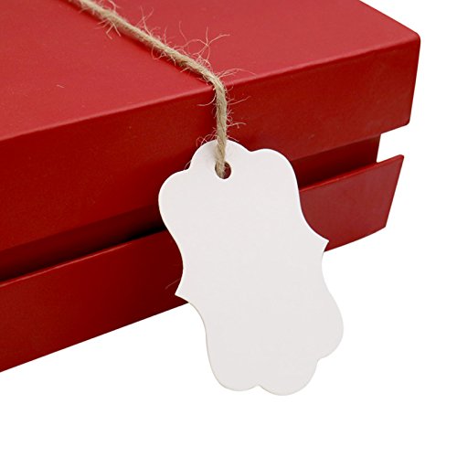 image for G2PLUS 100 PCS White Paper Gift Tags, 2.75''x 1.97'' Kraft Blank Hang 