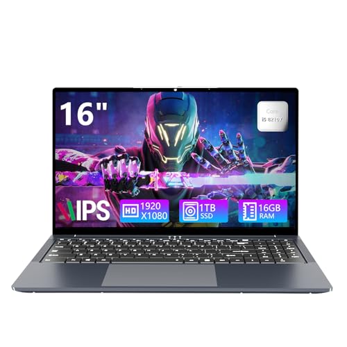 16 Inch Gaming Laptop, i5 Laptop up to 3.60GHZ, Laptops 1920 x 1200 HD Display, 16GB RAM 1TB SSD, WiFi5, Webcam, BT5.0, Mini HDMI, RJ45, Backlit Keyboard Laptops Computers,gaming computer,pc computers