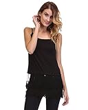 Lace Top Extender Layering Camisole with Extra-Long Sheer Lace Bottom (XXXL, Black)