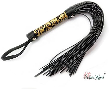 Sakura Hime Premium Leather Whips Costume Cosplay Kit, Leopard Pattern Whip