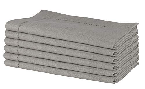 Sweet Needle 100% Pure Linen Napkins with Hemstitch Natural - 50x50 CM | Pack of 6 | European Flax Washable, durable and Reusable. Luxury Dinning for Christmas, New Year, Weddings, Restaurant, Party