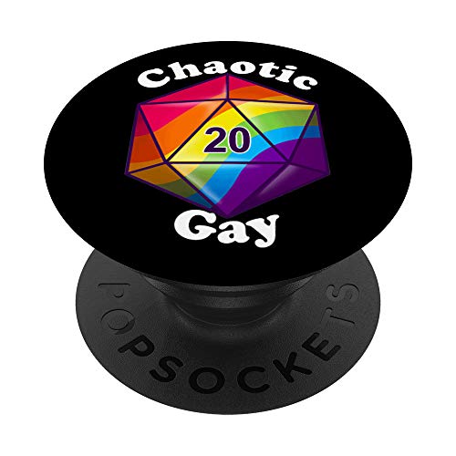 Chaotic Gay Rainbow Role Playing D20 Dice PopSockets PopGrip: Swappable Grip fo…