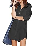 L E M O N Richlulu Womens Boyfriend Button Down Casual Frock Longline Shirt Dress