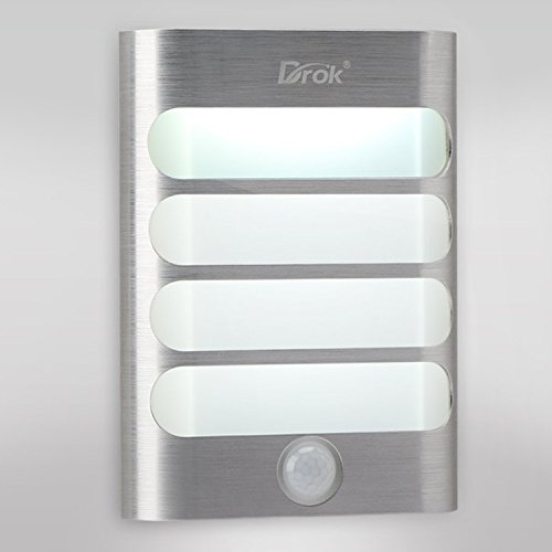 DROK Stick-Anywhere Motion Sensor Activated LED Wall Light USB Rechargeable LED Wall Sconce Lighting 1W Smart Modern Aisle Stairs Bathroom Bedroom Closet Lights Bulb Energy-saving Environment-friendly