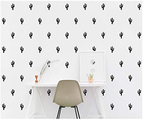 JOYRESIDE 48 Pieces/Set Cactus Decals Wall Vinyl Sticker Home House Nursery Desin Cacti for Baby Kids Boy Girl Bedroom Living Room Decoration Art Decor YMX20 (Black)