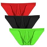 Avidlove Men Underwear Silk Underpants Solid Briefs 3 Pack