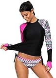 Shawhuwa Womens Long Sleeve Vibrant Print Rash