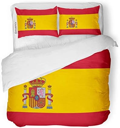 VAMIX Duvet Cover Set Flag of Spain Arms Accurate Dimensions Proportions Decorative Bedding Set with 2 Pillow Cases King Size