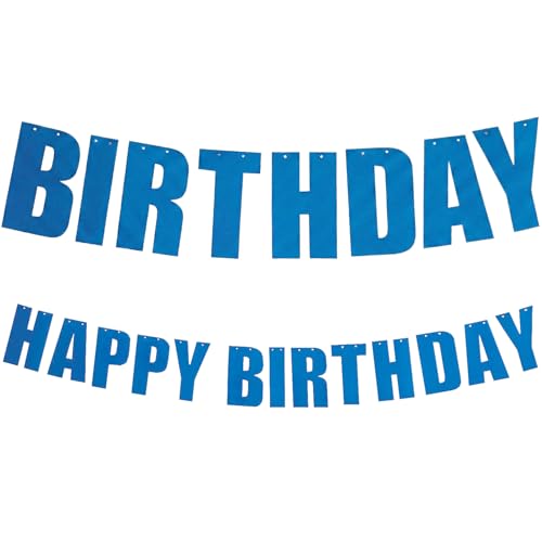 Fun Express 7 ft. Royal Blue Happy Birthday Ready-to-Hang Garland Decoration