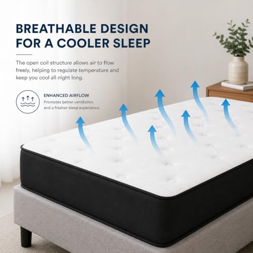 Vital Bonnel Spring Mattress | Orthopedic Support Bed Mattress with Breathable Quilted Top | Durable & Comfortable Mattress for Home Bedroom (Single - W 90 x L190 x H 22 cm)