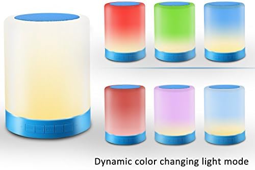 XYH Night Light Table Lamp with Portable Bluetooth Speaker, Touch Control Bedside Lamp Color LED Outdoor Lamp, Micro SD / AUX/DC 5V (Blue)