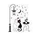 Anself Black Cat under Street Lamp Design Picture Art Peel & Stick Wall Sticker DIY Vinyl Wall Decal