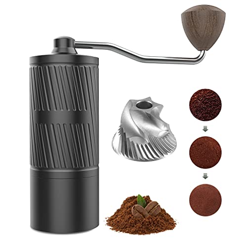 Manual Coffee Grinder, SUS 420 Stainless Steel Conical Burr, 3Bearing