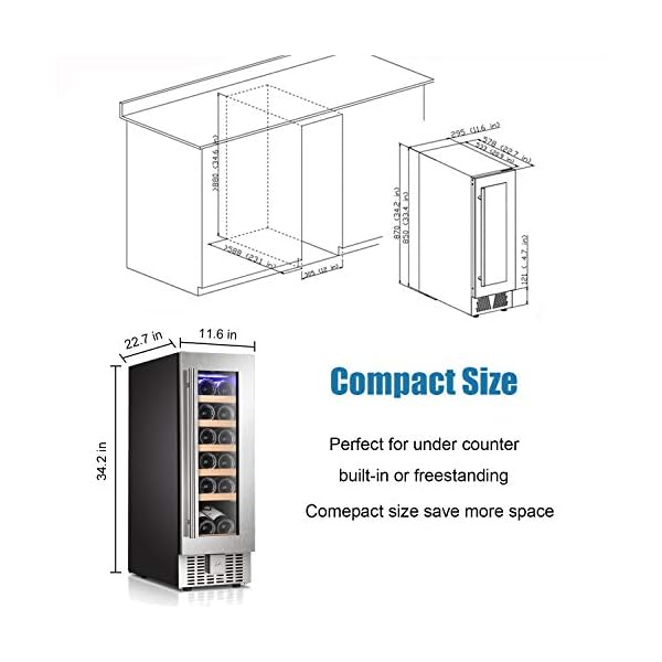 Bossin-Wine-Cooler-Refrigerator-Fridge-19-Bottles-Dual-Zone-Wine-Cellar-Built-in-Freestanding-Wine-Chiller-with-Stainless-Steel-Digital-Memory-Wood-ShelvesSilverCompressor-19-Bottle