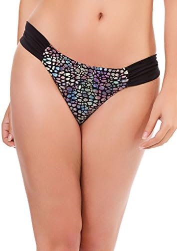Mio Swim Black Mamba Black and Metallic Ruched Side Bikini Brief BF15350035 Small