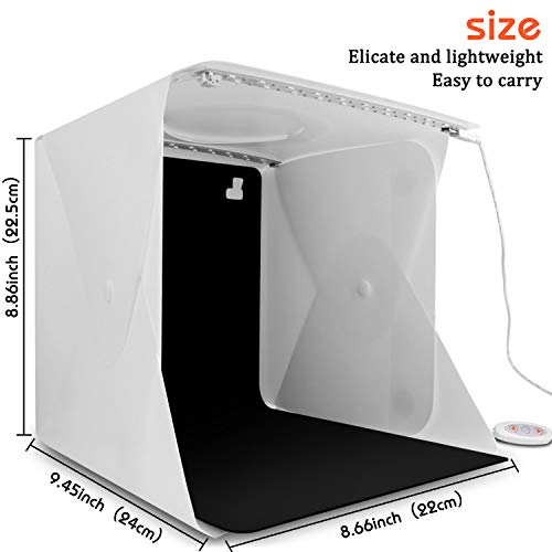Elegant Choise Photography Photo Studio Top Hole Folding Professional Photo Light Box Portable Photo Studio Shooting Tent with 2 LED Lights 6 Backgrounds 9.8" x 9.3" x 8.7" Inch