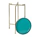 Kate and Laurel Celia Round Metal Foldable Tray Accent Table, Teal and Gold
