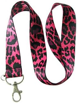 Leopard Prints Pink and Black Lanyard Mobile Phone Mp3, Keychain Holder ~ Animal Prints
