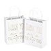 LaRibbons Medium Size Gift Bags - Gold Foil Mr. and Mrs. Thank You White Paper Bags with Handles for Wedding, Bridal Shower, Birthday, Baby Shower, Party Favors - 12 Pack - 8