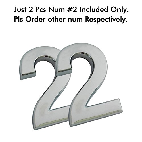 Magicdo 2-3/4" Mailbox Numbers, Self-Stick Solid Metal Silver Number 2, Floating Appearance 3D Number Easy to Install (2 Pcs/Set)