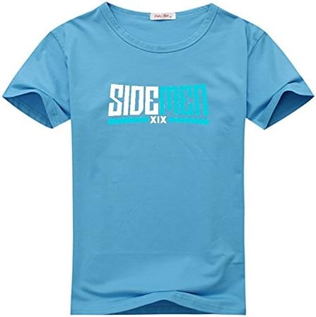 sidemenMen's Custom Print Classic Cotton T-Shirt X-Large Sky Blue