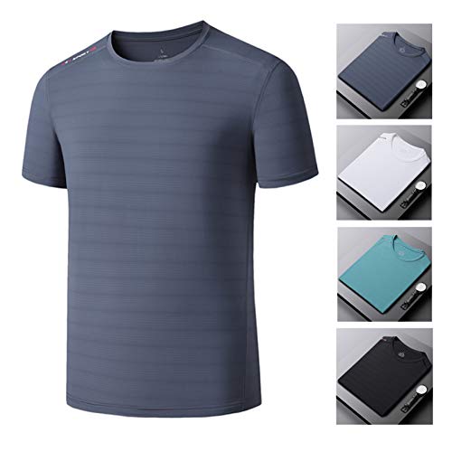 LALAGOU Compressieshirt voor heren, korte mouwen, ademend, van ijszijde, T-shirt met korte mouwen en ronde hals… - Image 3