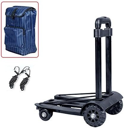 YLOVOW Compact Folding Luggage Cart,Portable Tools Carrier,Waterproof backpack shopping bag,Telescopic Handle,4 Wheels Rolling Utility Cart