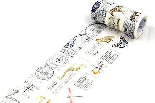 3 rolls Subject zoology insecta geography washi tape